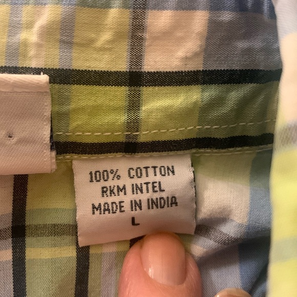 ÁNGEL RANCH plaid western shirt, blue/green, pretty pearl snaps. Size L - Picture 10 of 15